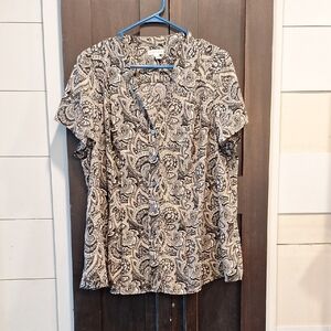 Croft & Barrow Monochrome Paisley Blouse